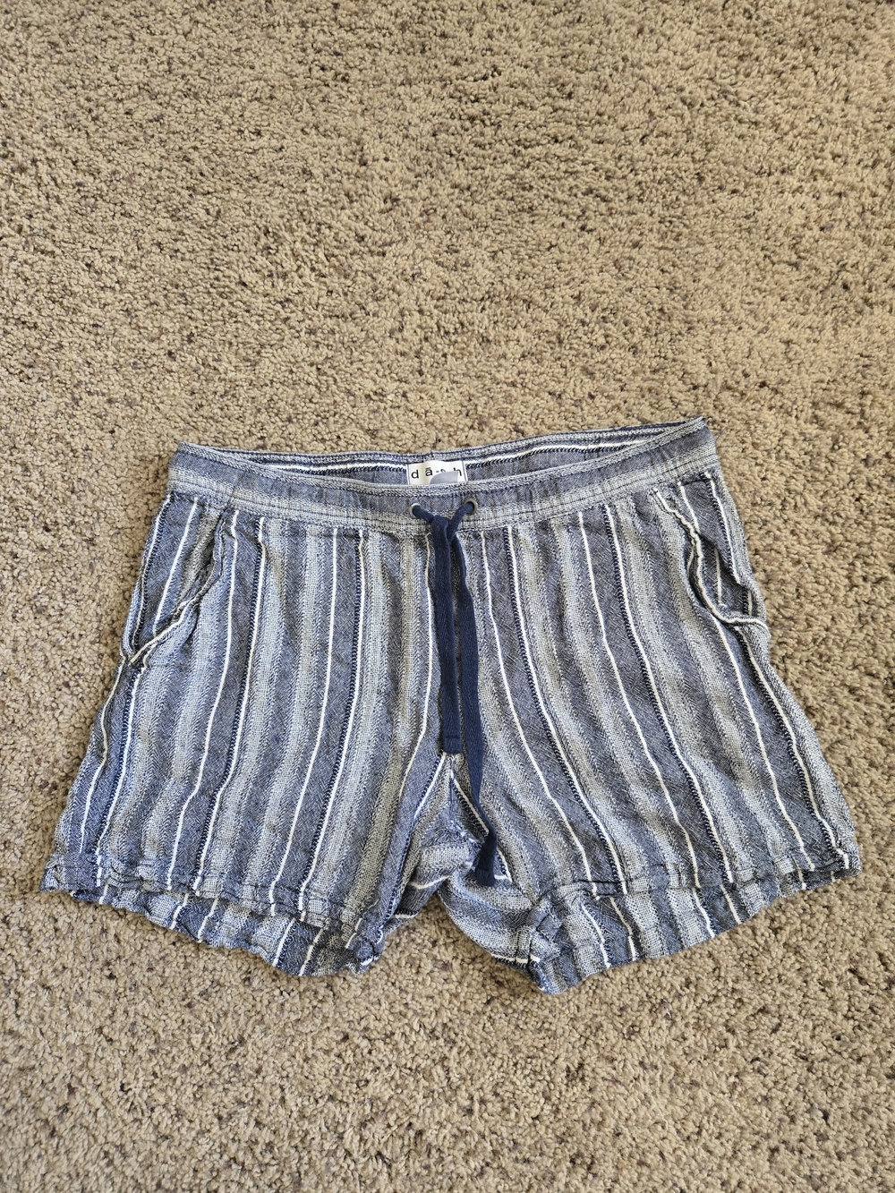 Striped Blue Women’s Athletic Shorts with Drawstring